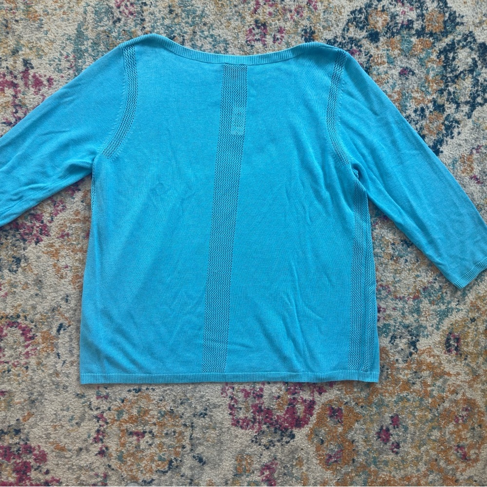 🆕 🩵 Talbot’s Thin Blue 3/4 Sleeve Knit Sweater Top. NWT. Size XL.